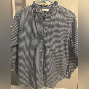 Women's Blue and White Striped Blouse